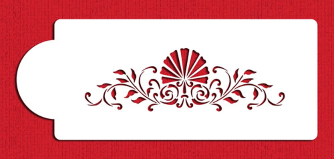 Shell Side Cake Stencil | C154T by Designer Stencils | Cake Decorating Tools | Baking Stencils for Royal Icing, Airbrush, Dusting Powder | Reusable Plastic Food Grade Stencil for Cakes | Easy to Use & Clean Cake Stencil